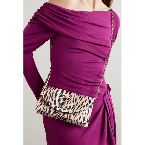 Christian Louboutin Loubi54 Gigi Leopard Satin Crepe Clutch Crossbody Bag - Picture 4 of 14